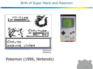 Pokemon (1996, Nintendo)
Birth of Super Mario and Pokemon
37
©Nintendo
©Pokemon
 