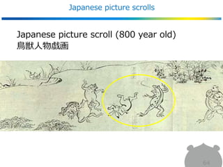 Japanese picture scroll (800 year old)
鳥獣人物戯画
Japanese picture scrolls
64
 