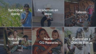 Servicio al
cliente
Talleres
Academias en
línea
Nuevo sitio
web
Nuevo
GG Rewards
Campañas y
Días de Bonus
 