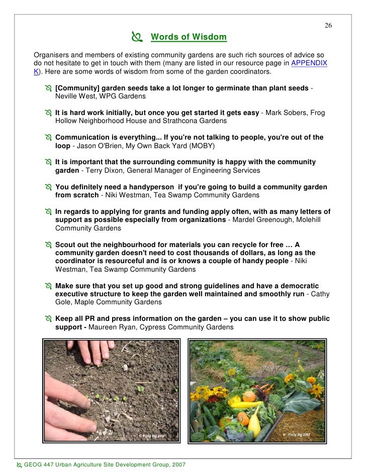 Growing Gardens A Resource Package On How To Start Your Own Communit