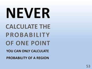 NEVERCALCULATE THE PROBABILITYOF ONE POINT53YOU CAN ONLY CALCULATE PROBABILITY OF A REGION