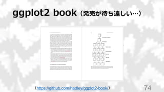 ggplot2 book（発売が待ち遠しい…）
74（https://github.com/hadley/ggplot2-book/）
 