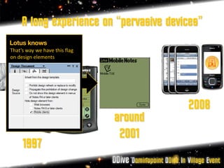 A long experience on “pervasive devices”
That’s way we have this flag
on design elements




                                         2008
                               around
                                2001
     1997
 