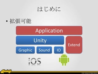 Ϥ
? 
            Application
            Unity
                          Extend
  Graphic    Sound   IO
 