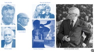 12
Ya’akov Solomon
Ram & Ada Karmi
Moshe Safdie
Levi Eshkol
Teddy Kollek
LOUIS ISADORE KAHN
 