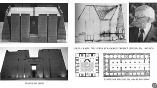 LOUIS I. KAHN, THE HURVA SYNAGOGUE PROJECT, JERUSALEM, 1967-1974
TEMPLE OF JERUSALEM, after FERGUSSON
TEMPLE OF EDFU
18
 