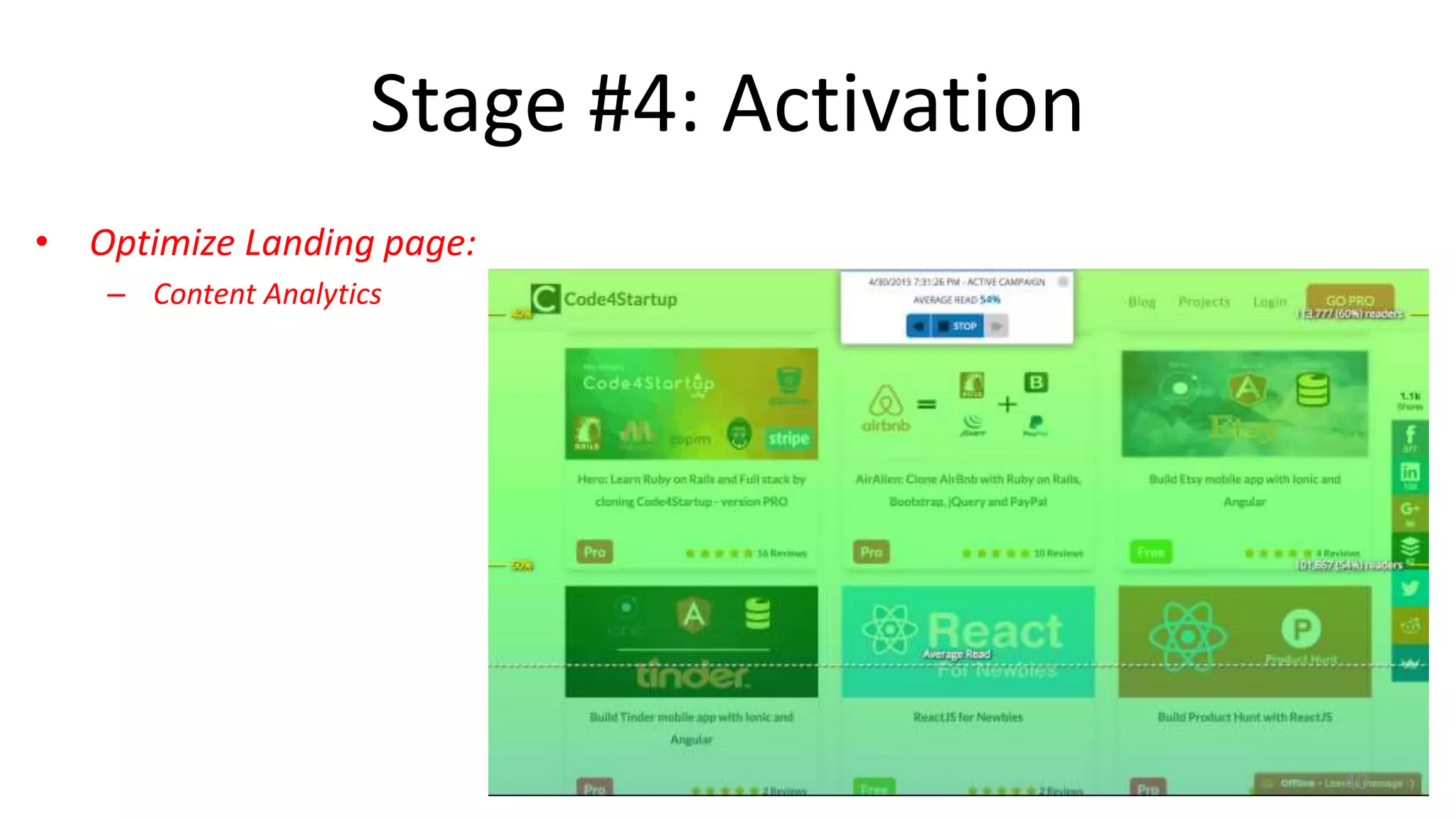 Stage #4: Activation
• Optimize Landing page:
– Content Analytics
40
 