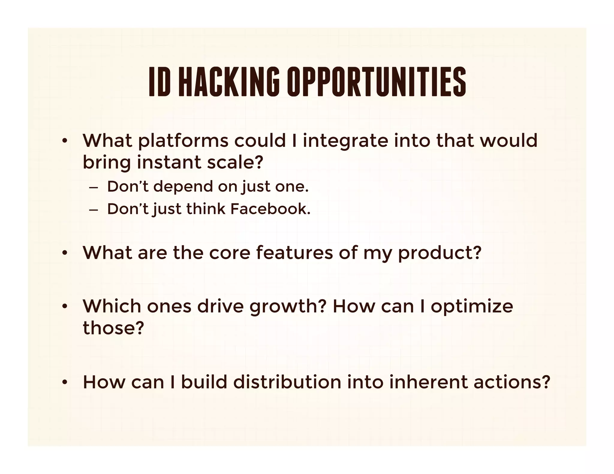 GET DOWN IN THE DATA
•  Know your customers inside and out.
   
•  Go where your early adopters are.
   
•  Go niche first, the world second.
   –  Hipsters
   –  Moms
   –  Geeks
      
•  Look for insights and patterns that represent
   opportunities.

    Source: Zero to a Million Users: http://www.slideshare.net/adamsmith1/from-zero-to-a-million-
    users-dropbox-and-xobni-lessons-learned
 