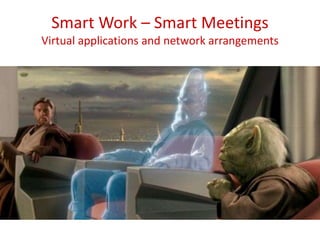 Smart Work – Smart Meetings
Virtual applications and network arrangements