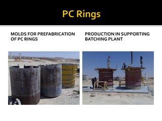 MOLDS FOR PREFABRICATION
OF PC RINGS
PRODUCTION IN SUPPORTING
BATCHING PLANT