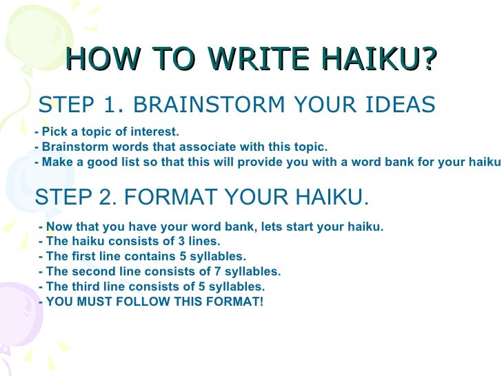 How to write a haiku poem for children