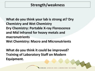 Strength/weakness
What do you think your lab is strong at? Dry
Chemistry and Wet Chemistry
Dry Chemistry: Portable X-ray F...