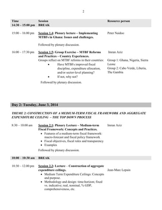 Program Medium-Term Budget Frameworks Workshop | DOCX