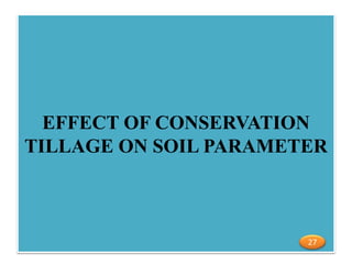 EFFECT OF CONSERVATION
TILLAGE ON SOIL PARAMETER
27
 