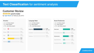 @adelynzhou
Text Classiﬁcation for sentiment analysis
 