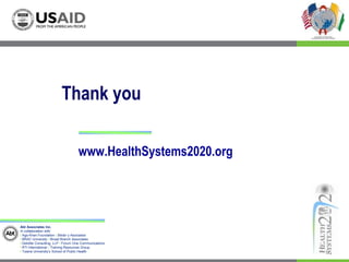 Ministry of Health principal expenditures Public administration + Specialized facilities (incl. teaching hospitals)The MoH contributions are to public administration and to specialized facilities (as opposed to primary health care or public health programs)ConclusionsFunding is not aligned with the national strategy of enhancing access to health services for the most vulnerable populations Households purchase more expensive medicines from the private sector rather than the public sector Systems of prepayment are almost non-existentThe health system is centered around teaching hospitals and specialized establishments to the detriment of care provided at the secondary and primary levelsSpending on public health services represents only 8% of total spending of health in 2008 