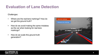 Challenges:
• Where are the real lane markings? How do
we get the ground truth?
• How do we avoid making the same mistakes...