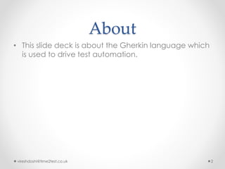 Gherkin for test automation in agile | PPTX