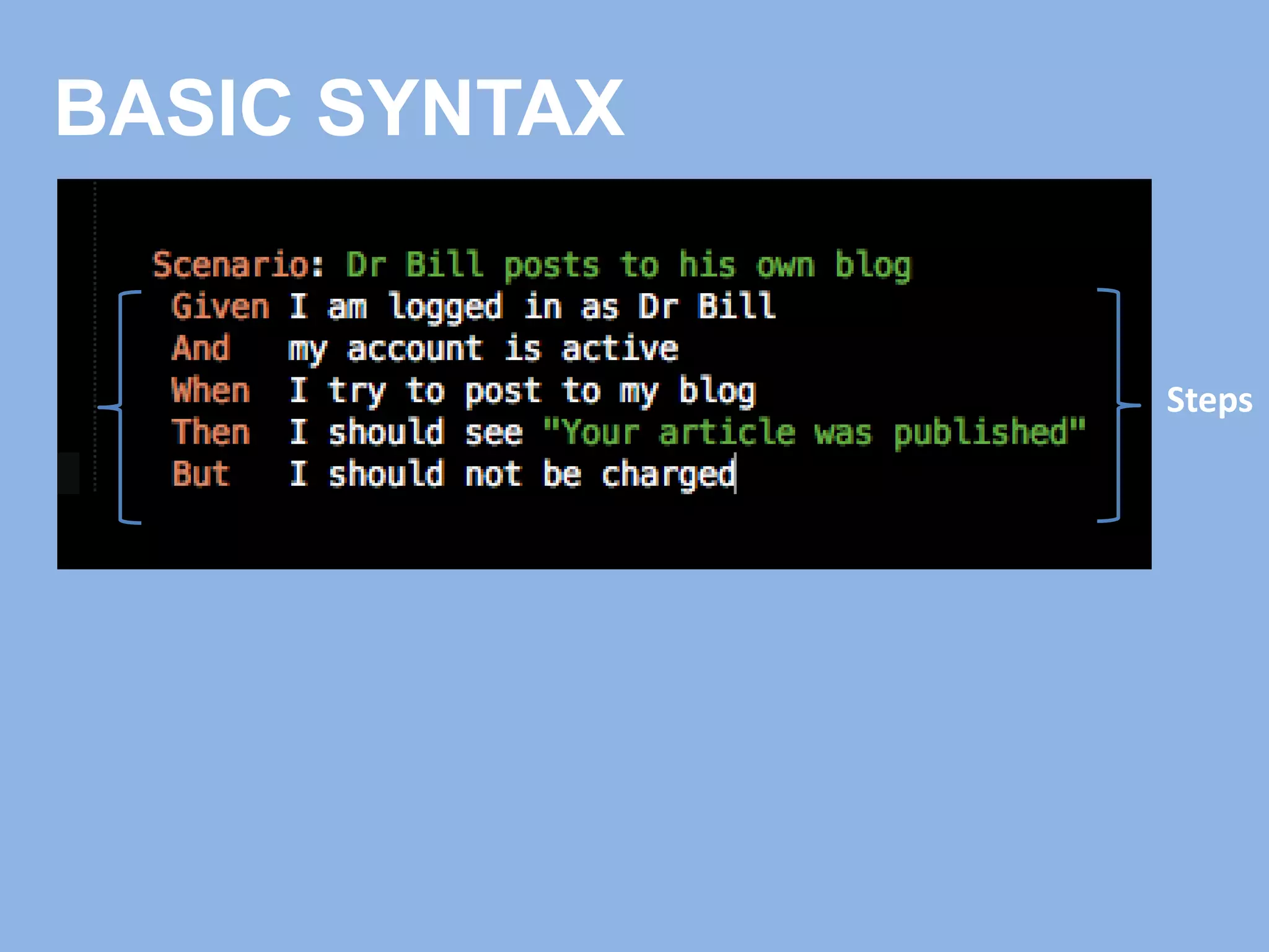 BASIC SYNTAX
Steps
 