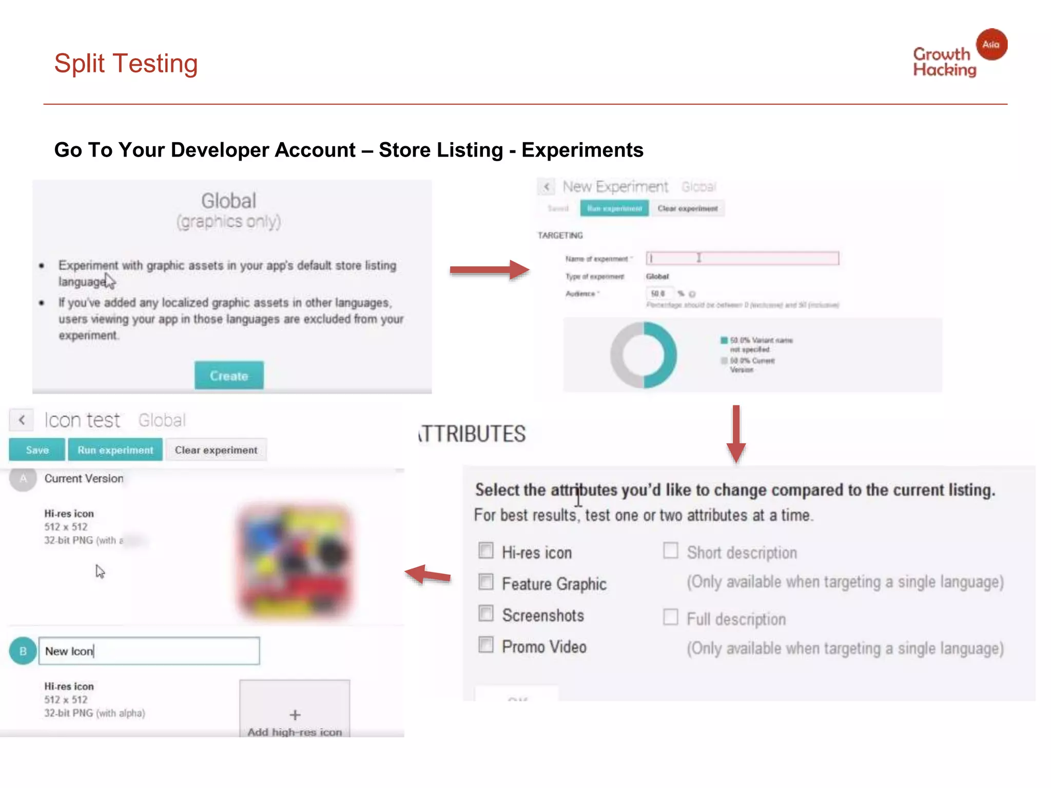 Split Testing
Go To Your Developer Account – Store Listing - Experiments
 