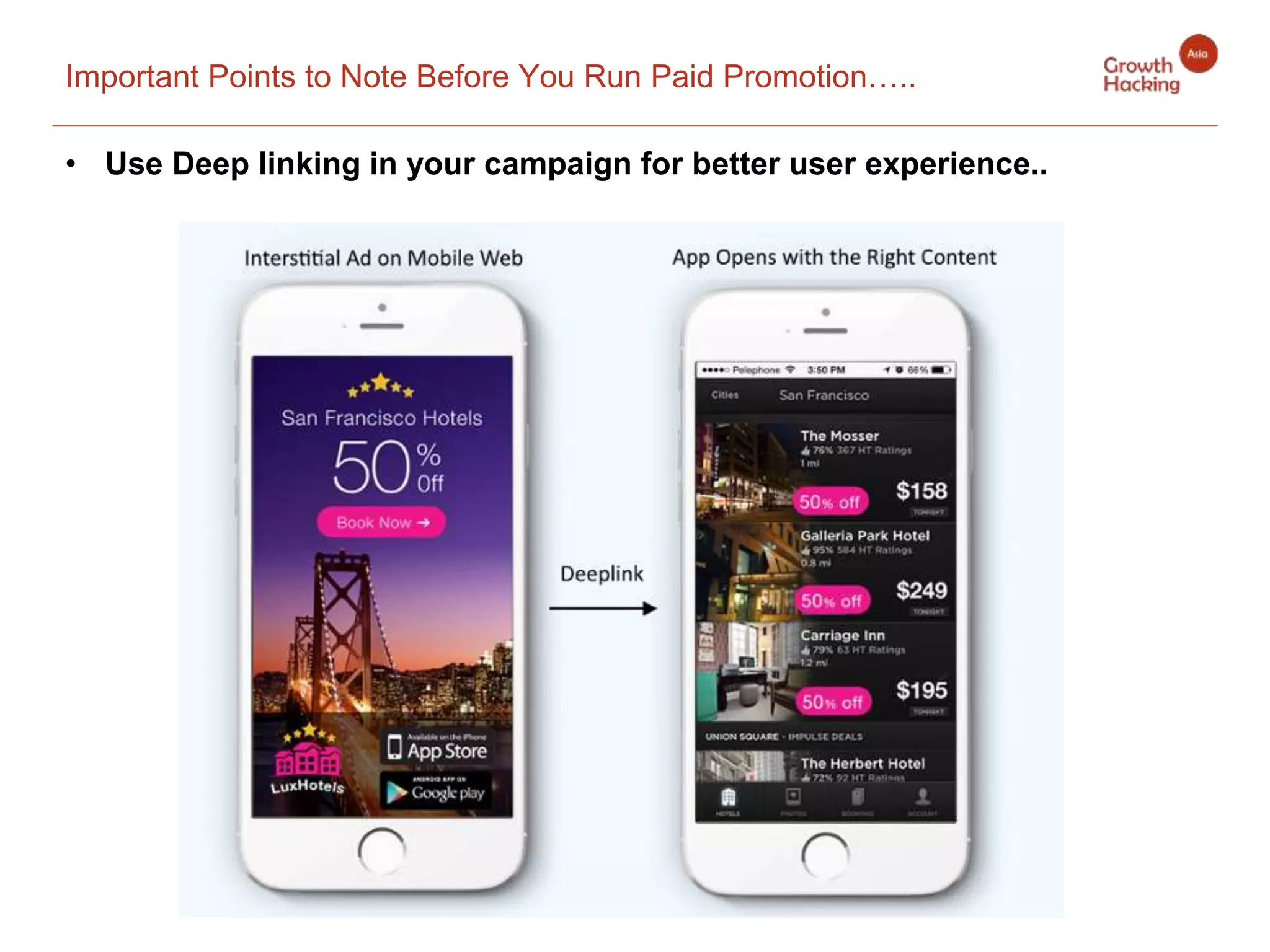 Important Points to Note Before You Run Paid Promotion…..
• Use Deep linking in your campaign for better user experience..
 