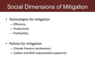 The social dimensions of mitigation