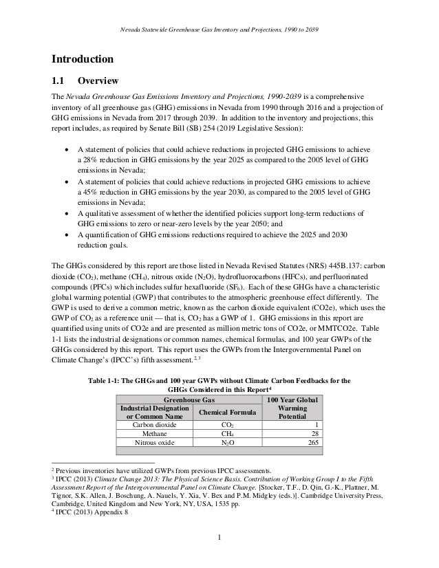Nevada 19 Greenhouse Gas Emissions Report Nevada 19 Greenhouse Gas Emissions Report