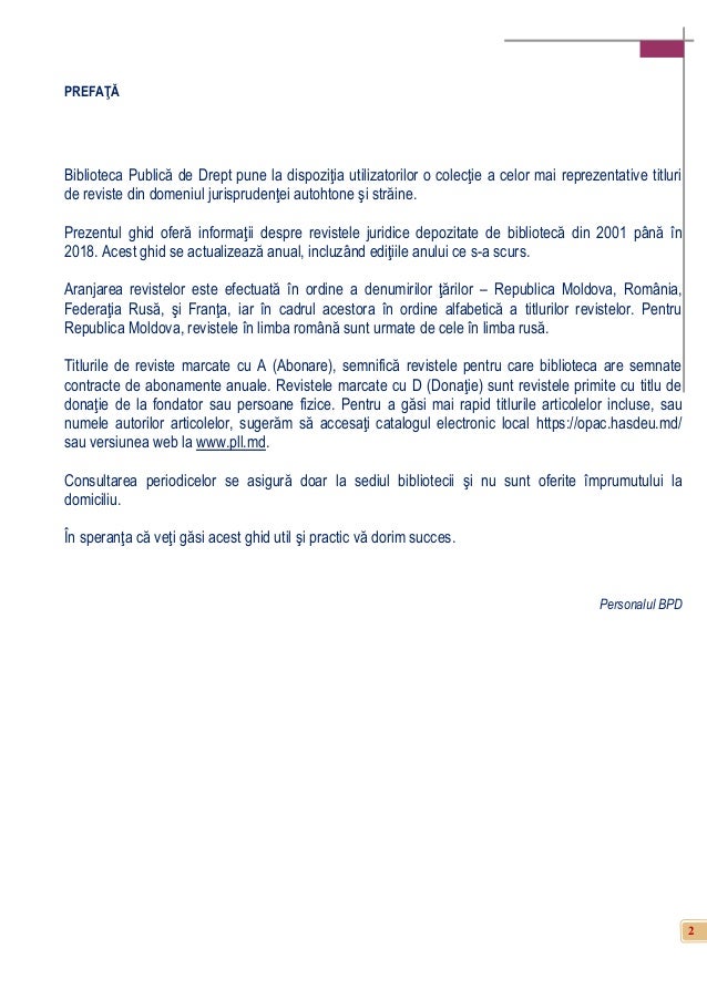 Ghidul Revistelor Juridice Din ColecÈ›ia Bibliotecii Publice De Drept