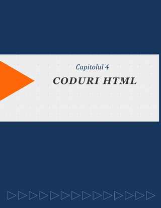 TITLE OF THIS CHAPTER
SHALL GO HERE
Capitolul 4
CODURI HTML
 