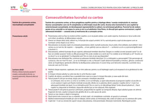 GHIDUL CADRELOR DIDACTICE PENTRU EDUCAŢIA TIMPURIE ŞI PREŞCOLARĂ172
Înainte de a prezenta cartea,
reactualizaţi cunoştinţele!
Consecutivitatea lucrului cu cartea
Înainte de a prezenta cartea, se face pregătirea copiilor pentru a înţelege ideea / esenţa conţinutului ei, reactua-
lizarea cunoştinţelor care vor ﬁ completate cu informaţie nouă din carte. Acesta este momentul în care copilul îşi
exteriorizează cunoştinţele, îşi developează reprezentările la subiect, îşi activizează gîndirea. Punctul lui de vedere
poate să nu coincidă cu cel expus în carte şi nici cu al adultului. Este ﬁresc, în discuţii pot apărea contraziceri, copilul
adresează întrebări — aceasta este şi motivarea de a cunoaşte cartea.
Prezentarea cărţii se face la nivelul ochilor copiilor, ca ei să poată vedea: cum arată coperta, ilustrarea ei, locul unde este
scris titlul, să admire, să diferenţieze culorile.
Uneori se citeşte titlul cărţii, alteori nu, în funcţie de scopul urmărit. Ar ﬁ o sarcină pentru copii să descopere cum se
numeşte cartea după ce au citit-o.
Educatoarea va anunţa copiii că urmează prezentarea cărţii: numele autorului, locul unde a fost editată, anul editării ( deci
cartea ca şi ei are loc de naştere — tipograﬁa..., că are„părinţi care au născut-o”— scriitorul a scris-o şi pictorul/graﬁcianul
a ilustrat-o ).
Educatoarea, arătînd ilustraţia de pe copertă, adresează întrebări deschise: Despre ce credeţi că este această carte? Ce vă
face să credeţi aceasta? Unde se aﬂă personajul? De unde credeţi că a venit aici? Ce credeţi că se întîmplă cu el? Încotro se
va duce? La ce se gîndeşte? Ce dispoziţie are? De ce crezi că are aşa dispoziţie?
Educatoarea mai răsfoieşte ﬁle, continuă să adreseze întrebări deschise: Ce s-a întîmplat cu personajele? Cîte personaje aţi
cunoscut, cîte vor mai ﬁ în text ...ce se va întîmpla cu ele, cu ﬁecare? Copiii observă ilustraţiile şi intuiesc, ghicesc conţinutul
cărţii, îşi împărtăşesc gîndurile referitor la desfăşurarea subiectului. În acest timp sunt lămurite noţiunile, cuvintele necu-
noscute care vor ﬁ în text.
Adultul citeşte expresiv, captivant, într-un ritm adecvat, pentru ca să înţeleagă copiii şi să reuşească să se gîndească la cele
auzite.
În timpul cititului adultul se uită mai des în ochii ﬁecărui copil.
Copilul, de obicei, ascultînd, face o paralelă între ceea ce a spus în timpul discuţiei, şi ceea aude din text.
Textul poate ﬁ citit pe secvenţe, după care urmează o întrebare deschisă:
– ce urmează, cine va veni, cu cine ce va întîlni, ce se va întîmpla, ca apoi educatoarea să propună copiilor să asculte ce
a scris autorul. Copiii sunt foarte motivaţi să asculte, dîndu-se cu părerea, devin coautori. Copiilor de la 1-3 ani li se
adresează întrebări de tipul: Ce se întîmplă acolo? De ce crezi tu că rîde/plînge fetiţa? Unde zboară păsărica?... Dacă
copilul nu răspunde la întrebare, răspunde adultul pe un ton obişnuit, fără supărare.
Textul poate ﬁ citit pînă la punctul culminant, propunîndu-le copiilor să compună sfîrşitul. Apoi adultul poate citi ultimul
fragment de text, copilul compară cele gîndite de el cu cele spuse de autor.
Textul se mai citeşte o dată în întregime.
Dacă textul este cunoscut sau cu repetări, se lasă copiii să completeze cuvintele, să spună ce urmează.
Adultul exteriorizează emoţiile pe care le trăieşte, citind cartea: se întristează, rîde, arată că îi place sau nu aventura din carte.
Copiii de 1-3 ani au nevoie de suport vizual, educatoarea, cînd povesteşte, foloseşte marionete, ﬂanelograf, jucării.
Prezentarea cărţii:
Lectura cărţii:
Pentru citirea textului poate ﬁ
creată o atmosferă divină: cu
muzică potrivită, folosind efectul
luminii!
 
