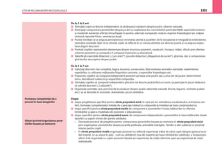 CÎTEVA RECOMANDĂRI METODOLOGICE 181
Formarea competenţei de a
povesti în baza imaginilor
Sfaturi privind organizarea pove-
stirilor bazate pe memorie
De la 3 la 5 ani:
Stimulaţi copiii să descrie independent, să alcătuiască naraţiuni despre jucării, obiecte naturale.
Anticipaţi compunerea povestirilor despre jucării cu explorarea lor, concretizînd particularităţile aspectului exterior
şi modul de existenţă a ﬁinţei întruchipate în jucărie, selectaţi comparaţii, noţiuni, expresii frazeologice (ex. vulpea
vicleană, iepurele fricos, veveriţa jucăuşă).
Puneţi întrebări ce ar asigura perceperea şi cercetarea atentă a jucăriilor: de la receptarea ei integrală la evidenţierea
semnelor esenţiale, fapt ce va stimula copiii să reﬂecte în ce consecutivitate vor descrie jucăria şi va asigura respec-
tarea logicii descrierii.
Formaţi copiilor reprezentări elementare despre structura povestirii, naraţiunii ( început, mijloc, sfîrşit) prin oferirea
schemei povestirii ce urmează a ﬁ compusă împreună cu educatorul.
Valoriﬁcaţi exerciţiile didactice („Cum este?”), jocurile didactice („Magazinul de jucării”), ghicirea, dar şi compunerea
ghicitorilor descriptive despre jucării.
De la 5 la 7 ani
Solicitaţi descrieri mai complete, logice, laconice, consecutive, fără omiterea semnelor esenţiale, neadmiterea
repetărilor, cu utilizarea mijloacelor lingvistice concrete, a expresiilor frazeologice etc.
Propuneţi copiilor să compună independent povestiri pe baza unei jucării sau a unui set de jucării, determinînd
tema, dezvăluind subiectul şi respectînd compoziţia.
Stimulaţi copiilor să compună independent ghicitori (să descrie jucăria fără a o numi, să participe în jocuri didactice
ce solicită descrieri („Cadourile”).
Organizaţi activităţi care, pornind de la naraţiuni despre jucării, obiectele naturale (fructe, legume, rechizite şcolare
etc.), să se dezvolte în înscenări, dramatizări, jocuri simbolice.
Etape:
etapa pregătitoare speciﬁcă pentru vîrsta preşcolară mică, în care are loc extinderea vocabularului, activizarea vor-
birii, formarea competenţelor iniţiale de a percepe tabloul şi a răspunde la întrebări pe baza conţinutului lui;
etapa speciﬁcă pentru vîrsta preşcolară medie de compunere a povestirilor în baza tablourilor cu oferirea
întrebărilor şi apoi a modelului de povestire a educatorului;
etapa (speciﬁcă pentru vîrsta preşcolară mare) de compunere independentă a povestirilor în baza tablourilor (toate
tipurile) cu suport minim din partea adultului.
• Demaraţi procesul de pregătire pentru compunerea povestirilor bazate pe memorie în vîrsta preşcolară mică
prin organizarea convorbirilor despre jucăriile preferate, animalele îndrăgite, familie şi alte subiecte ce prezintă
interes pentru copil.
• În vîrsta preşcolară medie organizaţi povestiri ce reﬂectă experienţa trăită de către copii (despre ajutorul acor-
dat mamei, ce au văzut în parc , cum au sărbătorit ziua de naştere) pe baza întrebărilor adultului, a începutului
oferit. Întîi organizaţi cu copiii povestiri bazate pe experienţa de viaţă colectivă, apoi pe experienţa de viaţă
individuală.
 