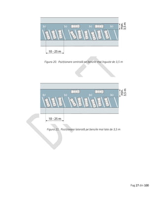 Pag 27 din 100
Figura 20. Poziționare centrală pe benzile mai înguste de 3,5 m
Figura 21. Poziționare laterală pe benzile mai late de 3,5 m
 