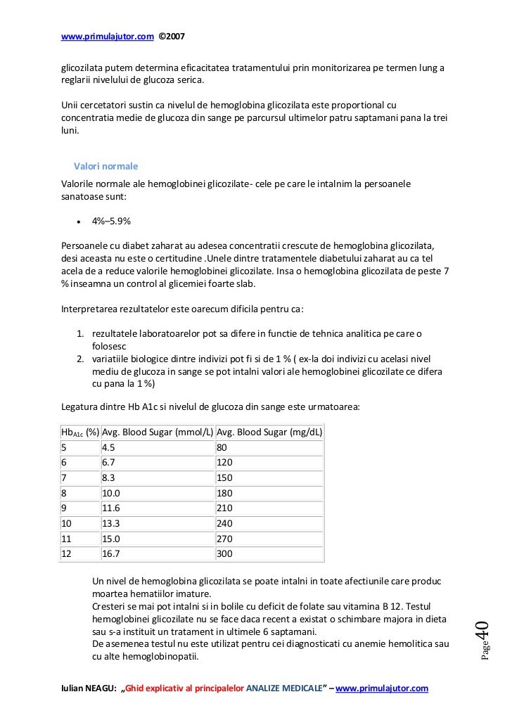 valori normale diabet