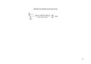 76
Nivelul de risc global al locului de muncă
    043
48
158
2531043
2253310443
18
1
18
1
.
)(
r
rR
i
i
i
ii









 