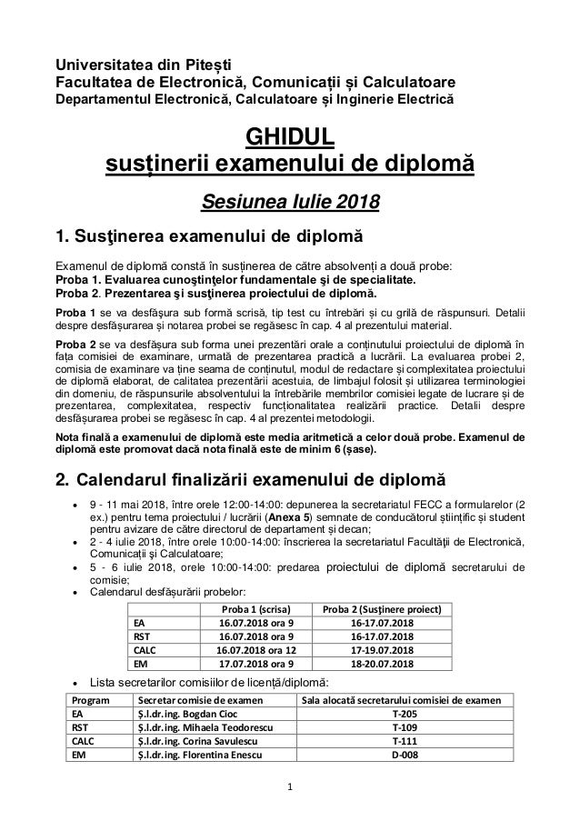 Ghidul Examenului De Diploma Fecc Iulie 2018