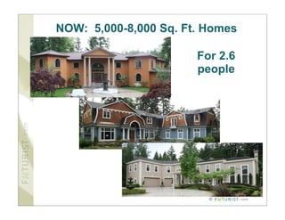NOW: 5,000-8,000 Sq. Ft. Homes

                       For 2.6
                       people




                         ©
 