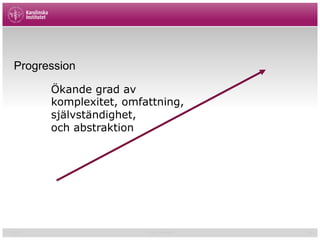 01/02/15 Cormac McGrath 25
Progression
Ökande grad av
komplexitet, omfattning,
självständighet,
och abstraktion
 