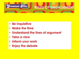 HOW TO USE
• Be inquisitive
• Make the time
• Understand the lines of argument
• Take a view
• Inform your work
• Enjoy the debate
• Ask Kevin to speak or train
 