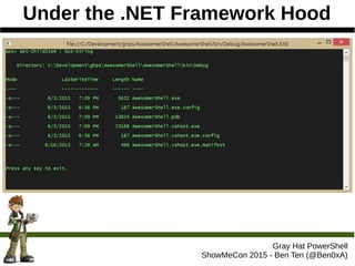 Under the .NET Framework Hood
Gray Hat PowerShell
ShowMeCon 2015 - Ben Ten (@Ben0xA)
 