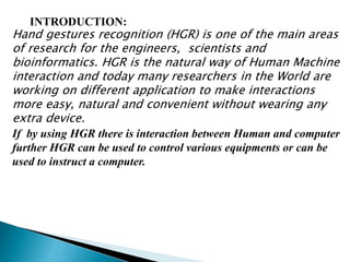 Human machine interaction using Hand gesture recognition | PPTX