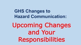 GHS Changes to
Hazard Communication:
 