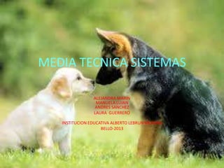 MEDIA TECNICA SISTEMAS
ALEJANDRA MARIN
MANUELA LUJAN
ANDRES SANCHEZ
LAURA GUERRERO
INSTITUCION EDUCATIVA ALBERTO LEBRUN MUNERA
BELLO-2013
 