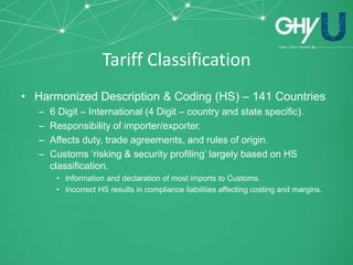GHY U Tariff Classification (Part 1) - March 2014 | PPTX