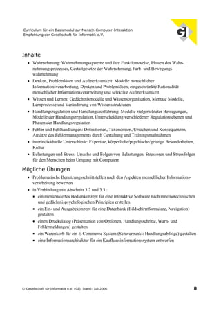 Curriculum für ein Basismodul zur Mensch-Computer-Interaktion (Juli 2006)