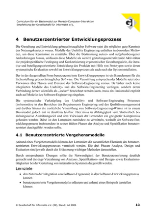 Curriculum für ein Basismodul zur Mensch-Computer-Interaktion (Juli 2006)