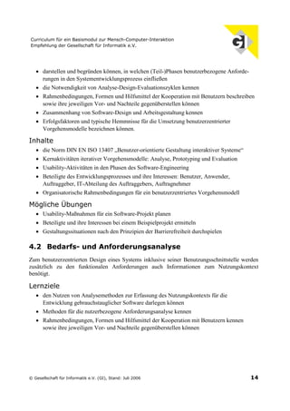Curriculum für ein Basismodul zur Mensch-Computer-Interaktion (Juli 2006)