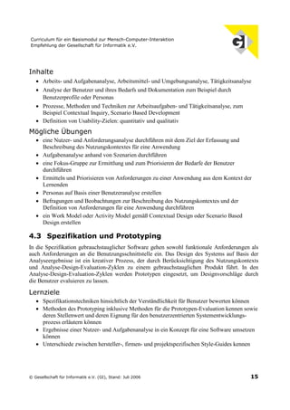Curriculum für ein Basismodul zur Mensch-Computer-Interaktion (Juli 2006)