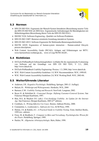 Curriculum für ein Basismodul zur Mensch-Computer-Interaktion (Juli 2006)