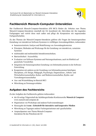 Curriculum für ein Basismodul zur Mensch-Computer-Interaktion (Juli 2006)