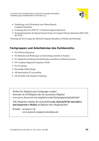 Curriculum für ein Basismodul zur Mensch-Computer-Interaktion (Juli 2006)